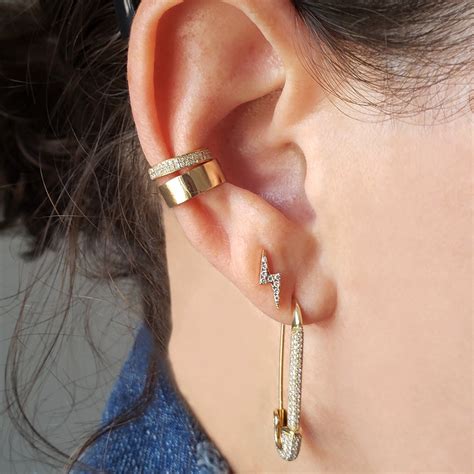 wide gold ear cuff earrings